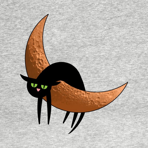 Sad Black Cat Hanging on the Moon by StephJChild